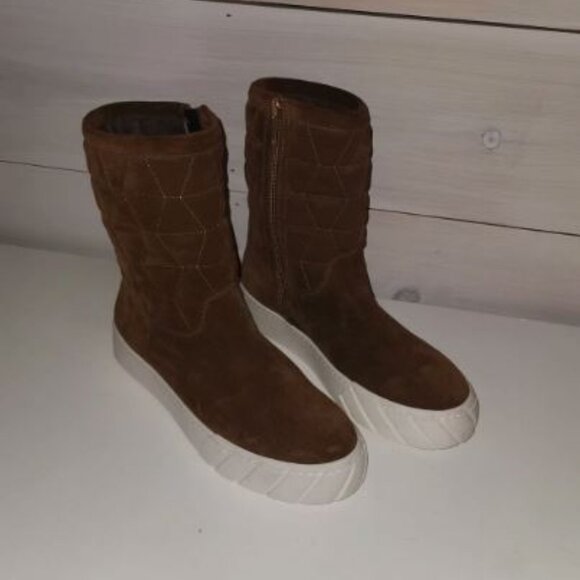 $595 NEW Aquatalia Size 8.5 M Brown Platform Sneaker style Suede Women's Boots - Picture 5 of 10